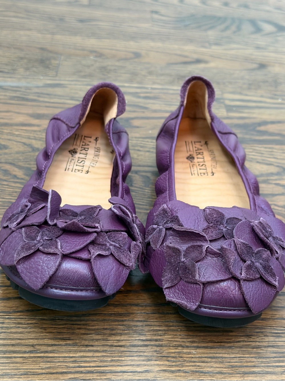 L’Artiste Smile Mary Jane Flats Purple Leather Floral Shoes US 6.5 - 7 EU 37 - Picture 3 of 10